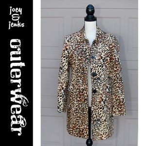 Animal Print Leopard Medium Length Coat X-Small